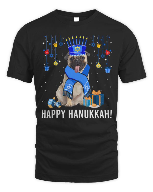 Pug Lover Funny Pug Menorah Hat Christmas Happy Hanukkah Jewish 113 Pugs Dog