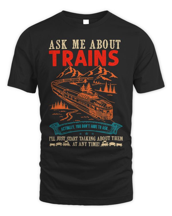 Vintage Train Funny Railway Locomotive Railroad Trains