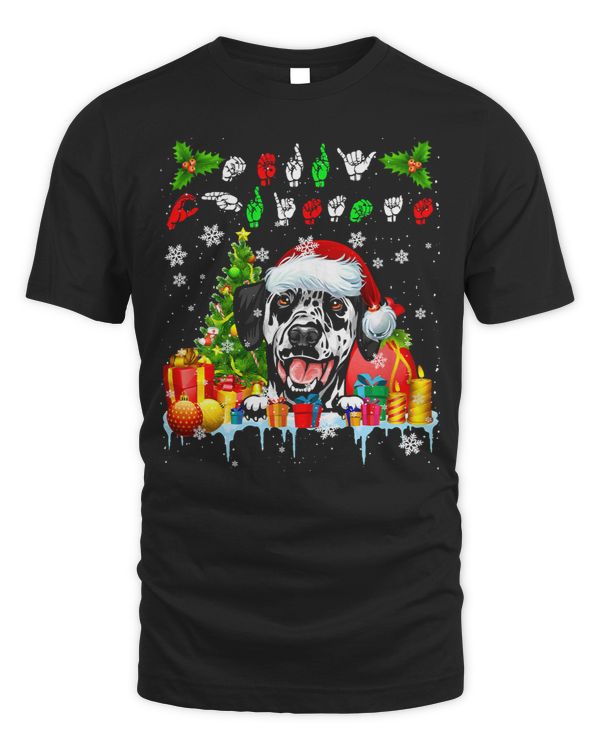 Dalmatian Merry Christmas Funny Christmas ASL Santa Dalmatian 38 Dog Lover Dalmatians Dog