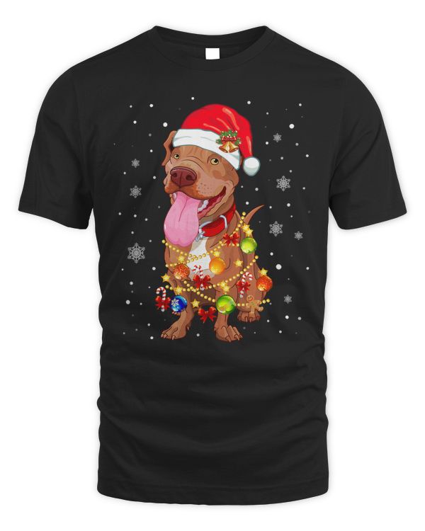 Bully Dog Santa Pitbull Christmas Tree Light XMas Dog Pitbull Clothes 268 Pitbull Dog
