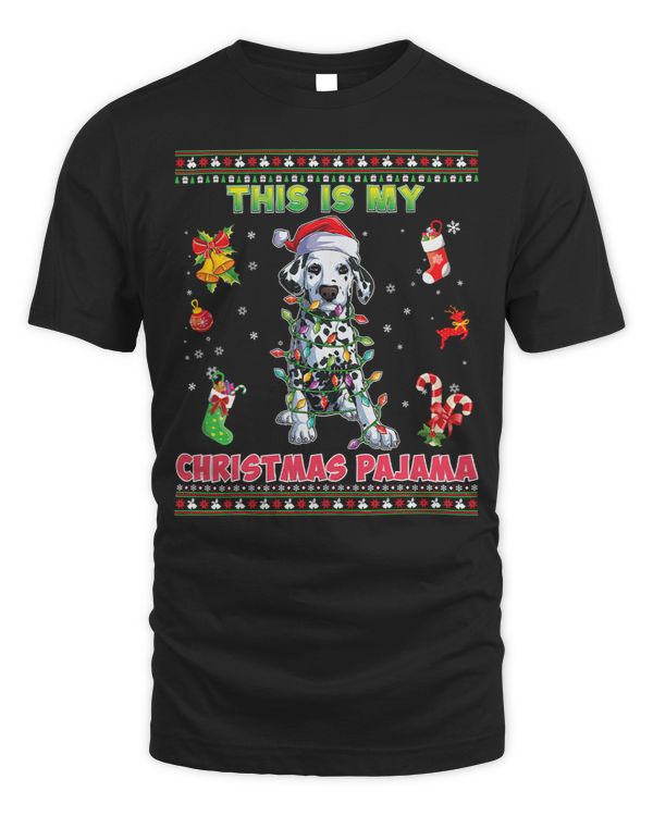 Dalmatian This Is My Christmas Pajama Dalmatian Light Ugly Sweater 80 Dog Lover Dalmatians Dog