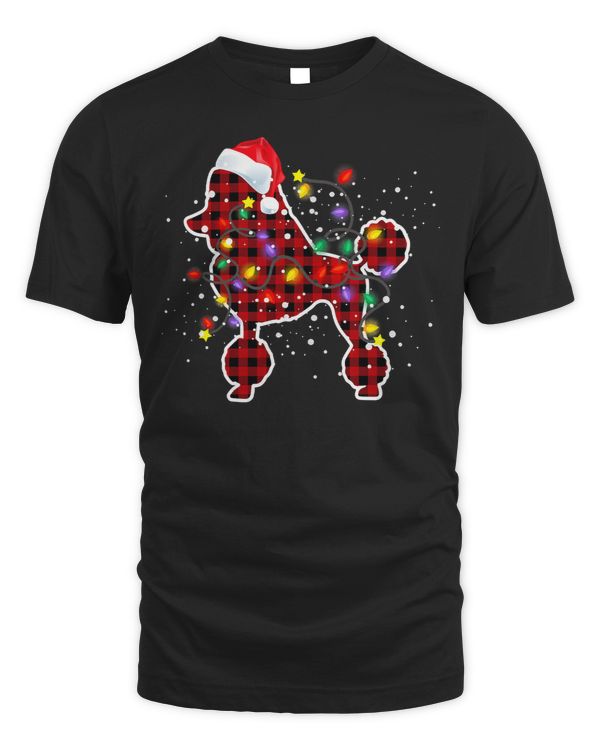 Poodles Red Plaid Poodle Christmas Pajamas Family Dog Xmas Lights 108 Poodle dog