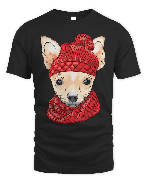 Chihuahuas breed in knitted hat and scarf puppy pet Chihuahua Dog