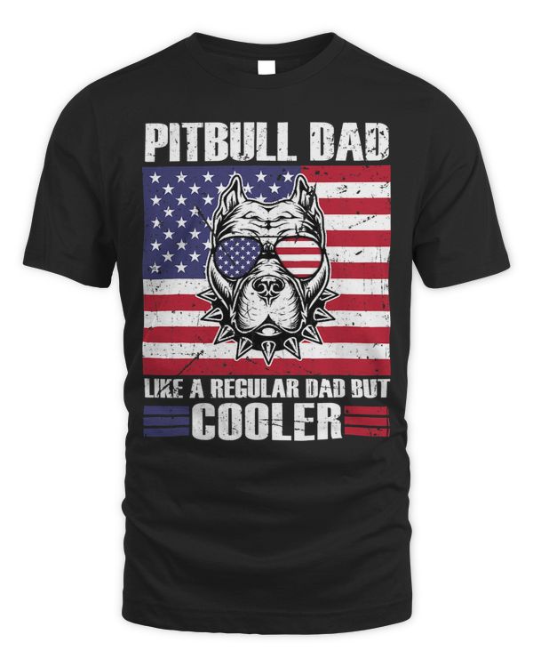 Bully Lover Dog Mens Pitbull Dad like a regular dad but cooler american flag 266 Pitbull Dog