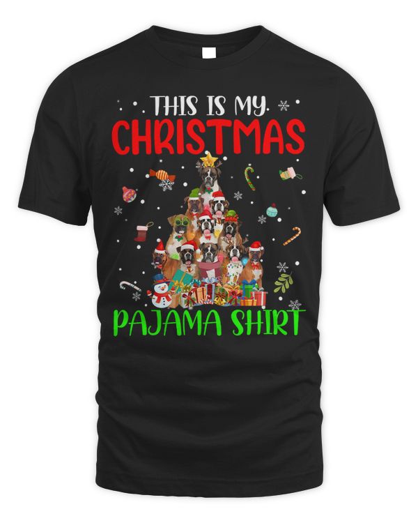 Boxer This Is My Christmas Pajama Xmas Tree Lights Boxer 158 Boxers Dog