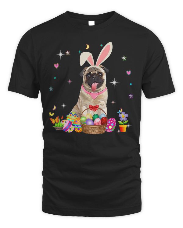 Pug Lover Cute Pug Easter Day Bunny Eggs Easter Costume Womens 141 Pugs Dog