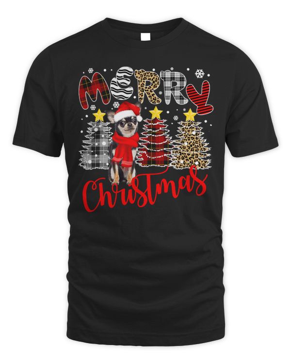 Chihuahuas Merry Christmas Tree Leopard Plaid Printed 461 Chihuahua Dog