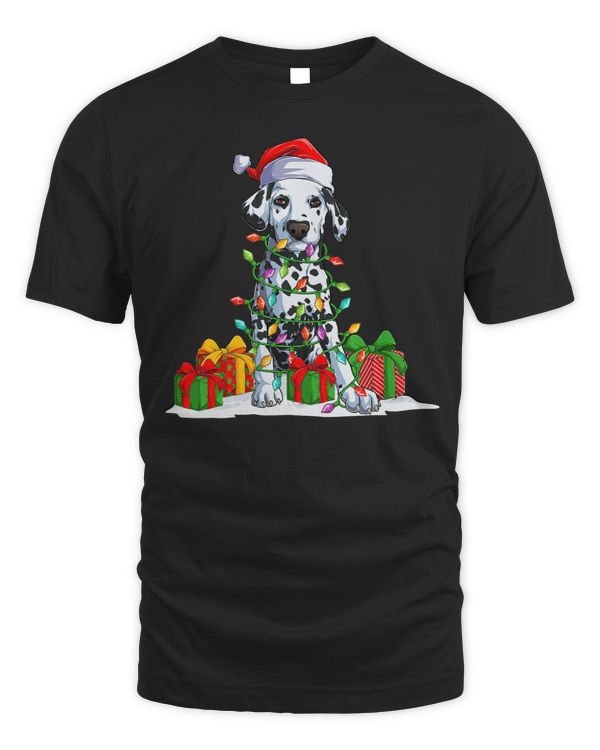 Dalmatian Christmas Lights Santa Claus Hat Xmas Pajamas 93 Dog Lover Dalmatians Dog