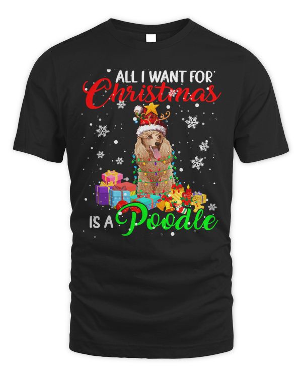Poodles All I Want For Christmas Is A Poodle Santa Reindeer Xmas 82 Poodle dog