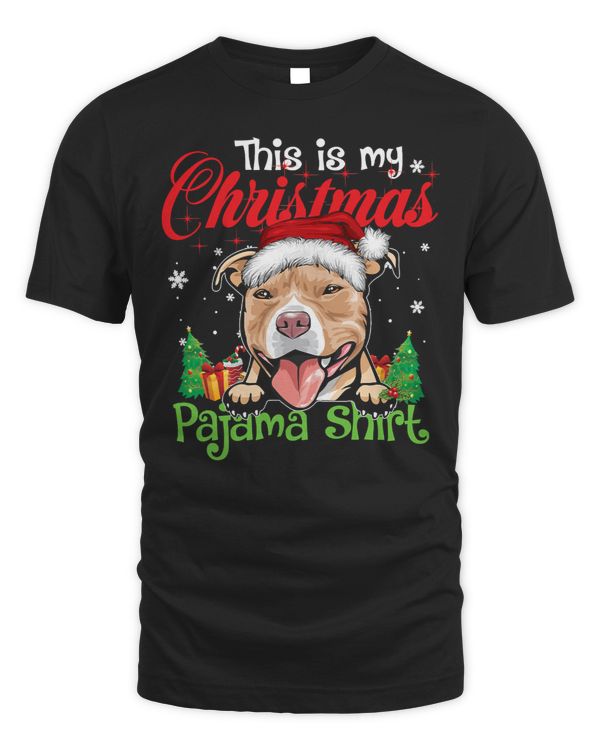 Bully Dog This Is My Christmas Pajama Pitbull Santa Hat Xmas 232 Pitbull Dog