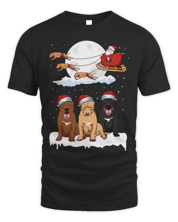 Bully Santa Pitbull Reindeer Sleigh Christmas Pajama Dog XMas Pitbull Dog