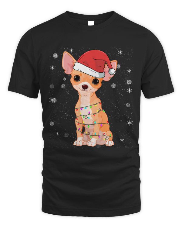 Chihuahuas Santa Hat Xmas Lights Tree Christmas Pajama Dog 92 Chihuahua Dog