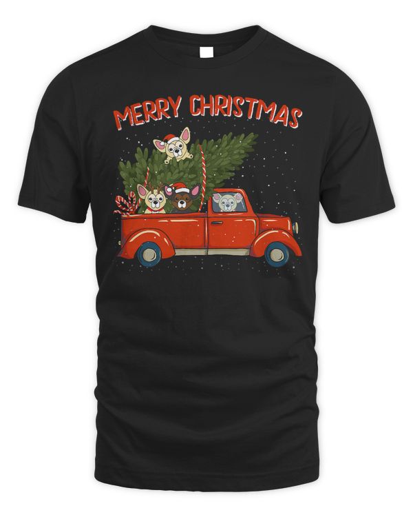 Chihuahuas Xmas Vintage Red Pickup Retro Truck 266 Chihuahua Dog
