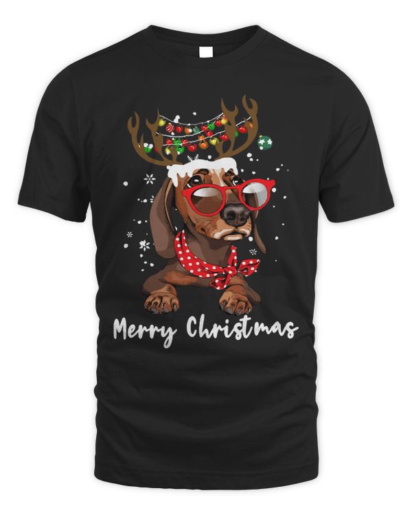 Wiener With Horns Cute Twinkling Lights 47 Dachshund Doxie
