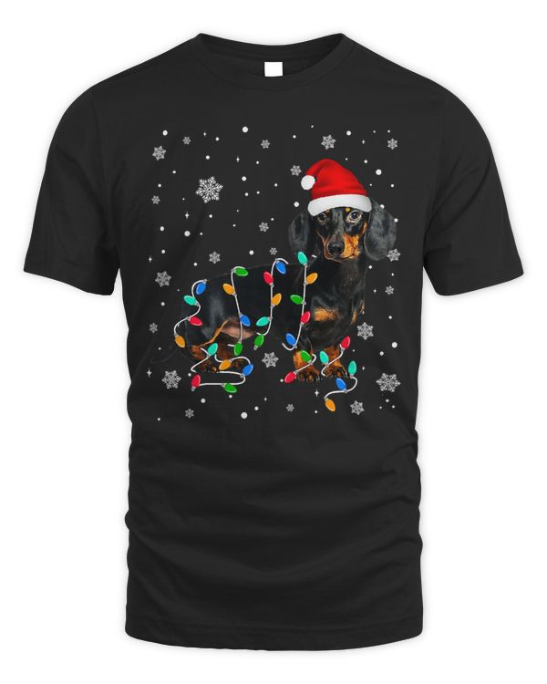 Wiener Cute Dachshund Santa Hat Christmas Light Xmas 168 Dachshund Doxie