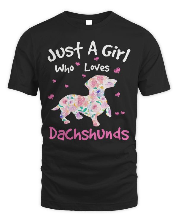 Wiener Just A Girl Who Loves Dachshunds Dog Silhouette Flower Gifts Dachshund Doxie