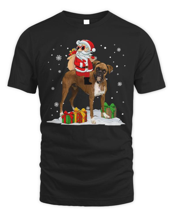Boxer Christmas Santa Claus Riding Boxer Xmas 158 Boxers Dog