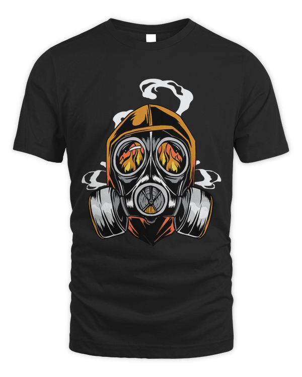 Firefighter and prepper design featuring a gas mask and fire