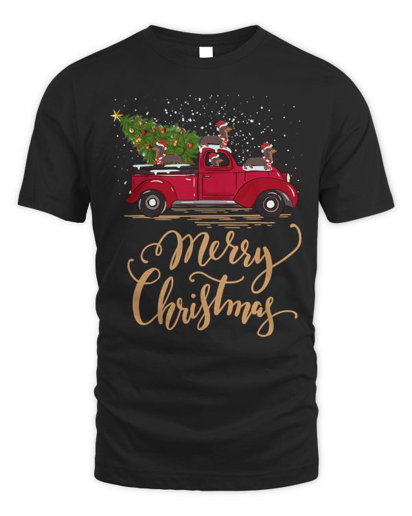 Wiener Driving Christmas Tree Truck Dachshund Christmas 42 Dachshund Doxie