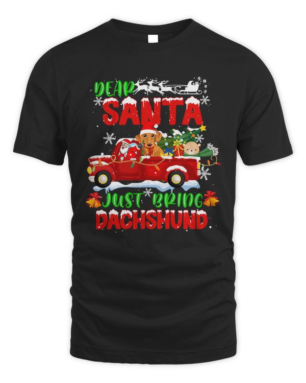 Wiener Dear Santa Just Bring Funny Christmas Pajama 183 Dachshund Doxie
