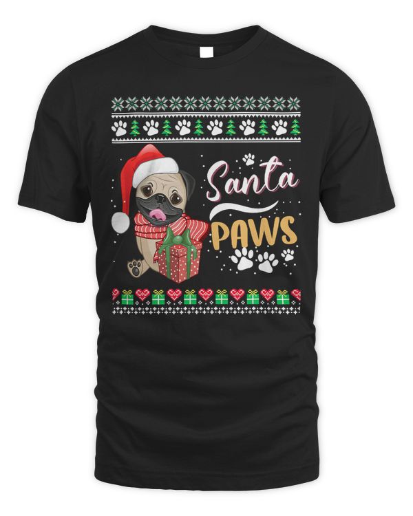 Pug Lover Santa Paws Christmas Merry Christmas Funny Xmas 235 Pugs Dog
