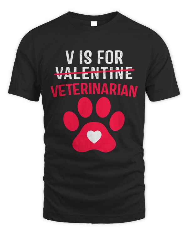 V is for Veterinarian Funny Valentines Day Pet Doctor Medic