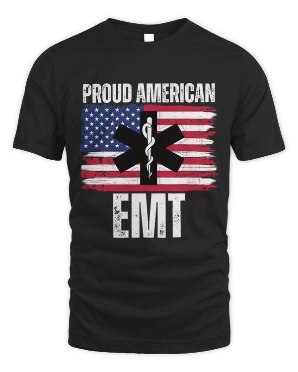 Proud American EMT Patriotic Pride Flag EMS Medic EMTS Gift