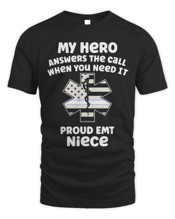 Proud EMT Niece Thin White Line American Flag