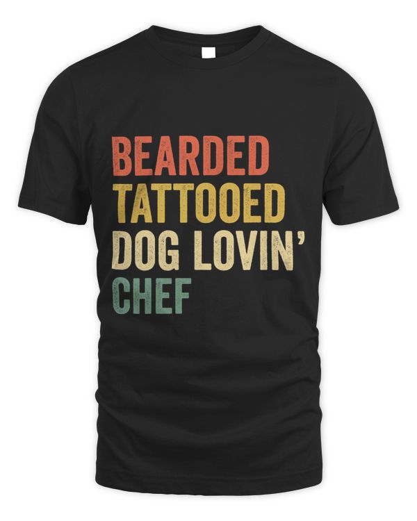 Mens Bearded Tattooed Dog Lovin Chef Funny Cook Cooking Lovers