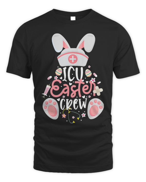 ICU Easter Day Nurse Crew Bunny Ears Happy Easter Nursing