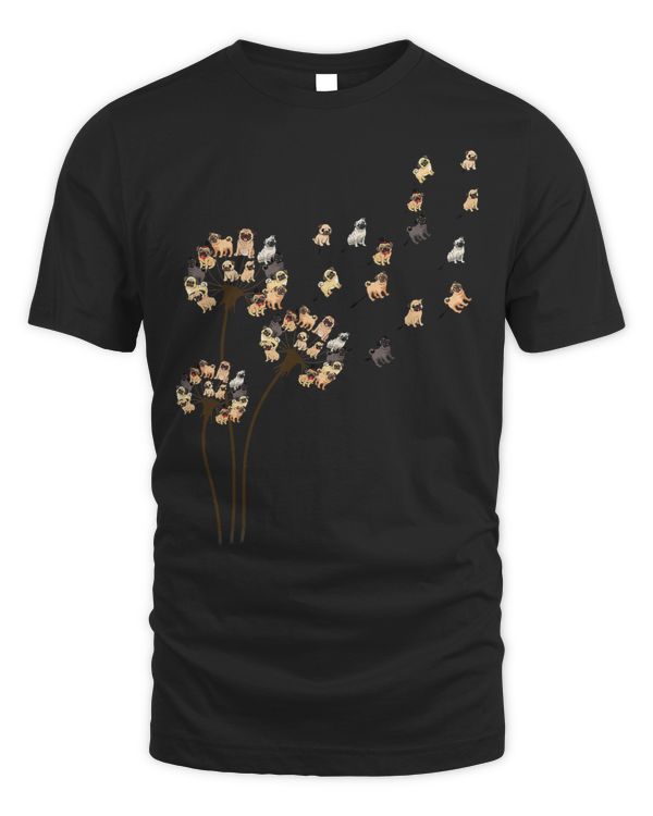 Pug Lover Flower Pug Dogs Dandelion Funny Animal Loverss Men Women 161 Pugs Dog