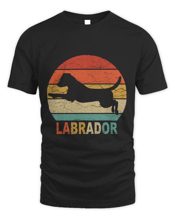 Labrador Lab Dog Silhouette Vintage Retro Sunset