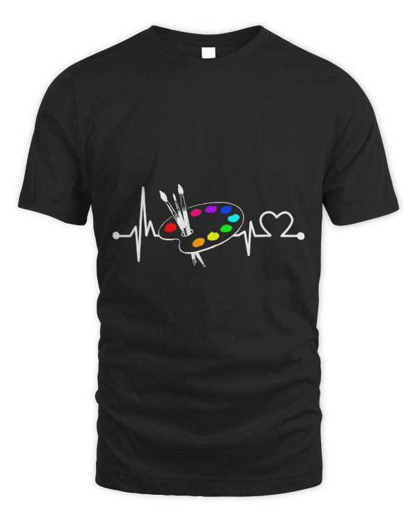 Paint Brush With Palette Heartbeat Funny ArtistPainterArt