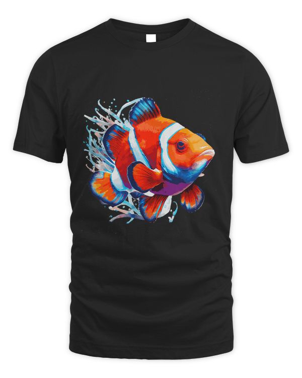 Watercolor Clownfish Colorful Aquarium Fish