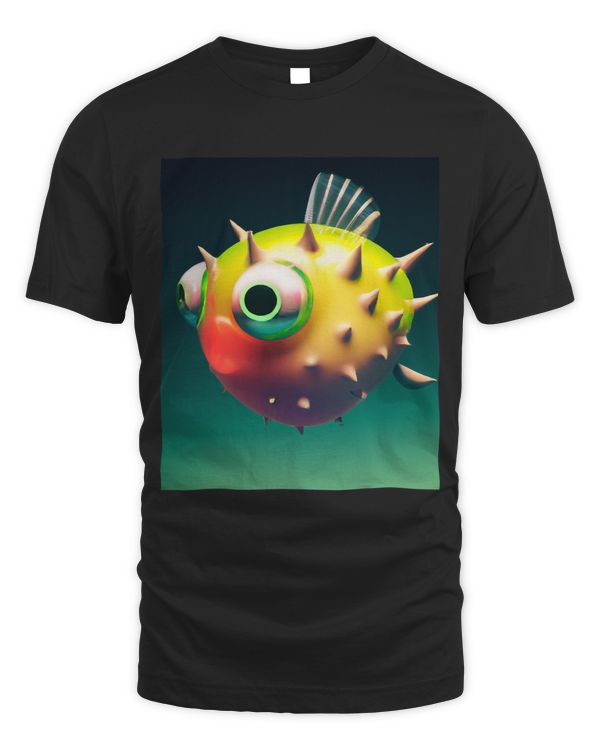 Yellow Fish With Spikes And Bulging Eyes Original Art