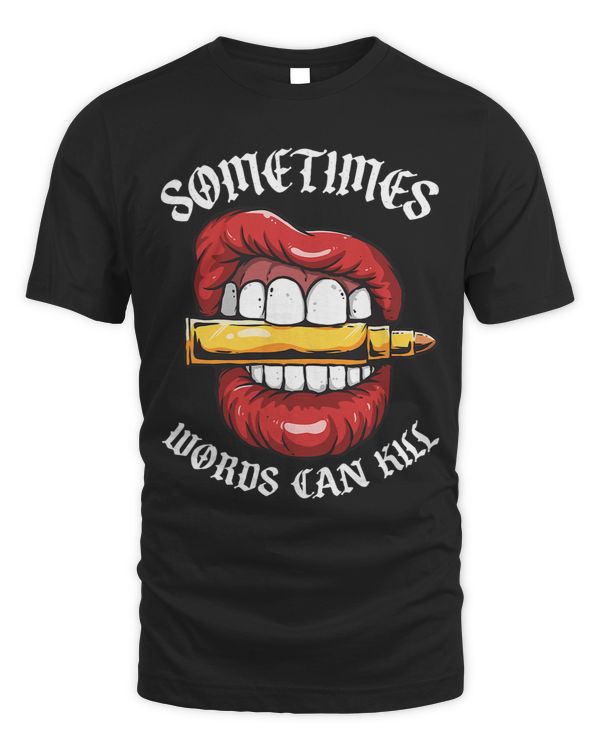 Words Can Kill Red Lips Biting Bullet Emo Sad Emotional