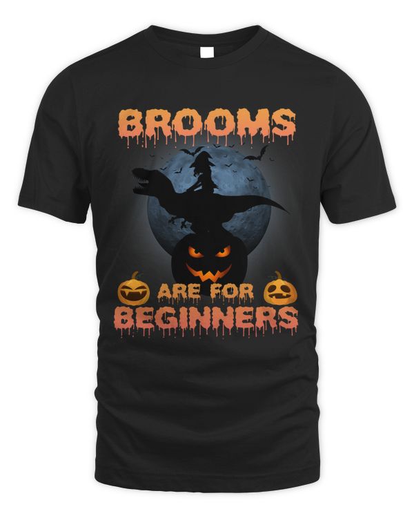 T Rex Witch Halloween Funny Brooms Are For Beginners