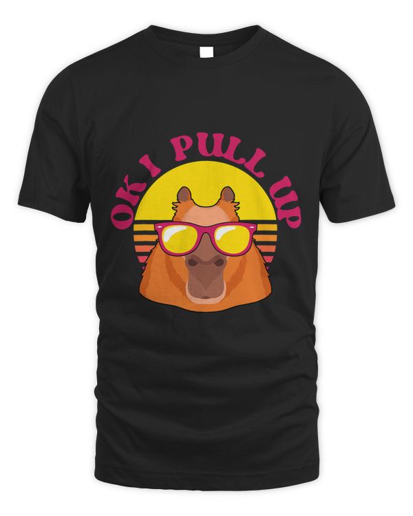 Funny Capybara 80s Retrowave Ok I Pull Up Largest Rodent