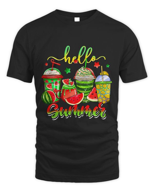 Hello Summer Cute Watermelon Pineapple Tropical Fruit Drink