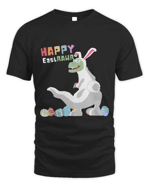 Happy Eastrawr Easter TRex Dinosaur in Bunny Outfit Eggs