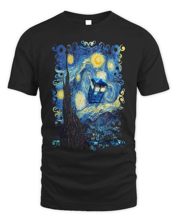 Flying Magic Phone Box Starry Night Van Gogh Famous Painting