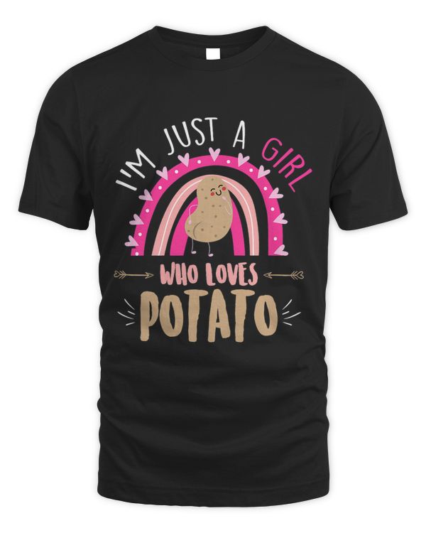Cute Potato Lover Girl Rainbow Vegan Vegeterian Funny Potato