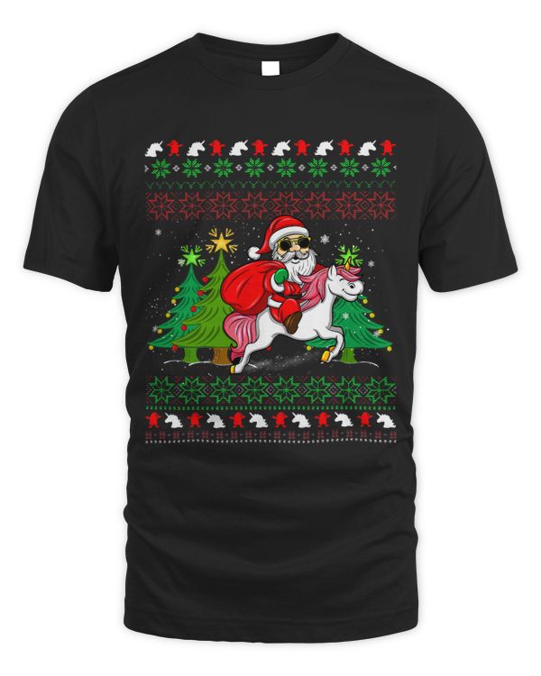 Santa Claus Riding Unicorn Funny Christmas Outfit Men Women