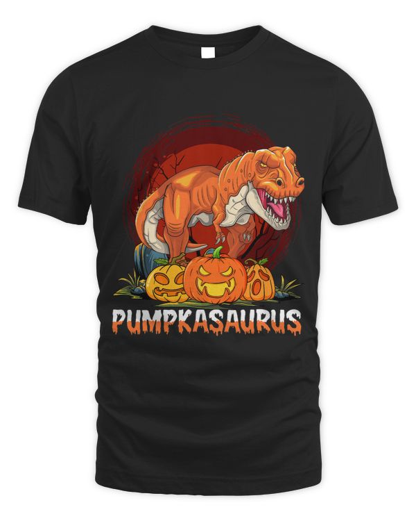 Pumpkasaurus Funny Halloween Scary Dinosaur With Pumpkins