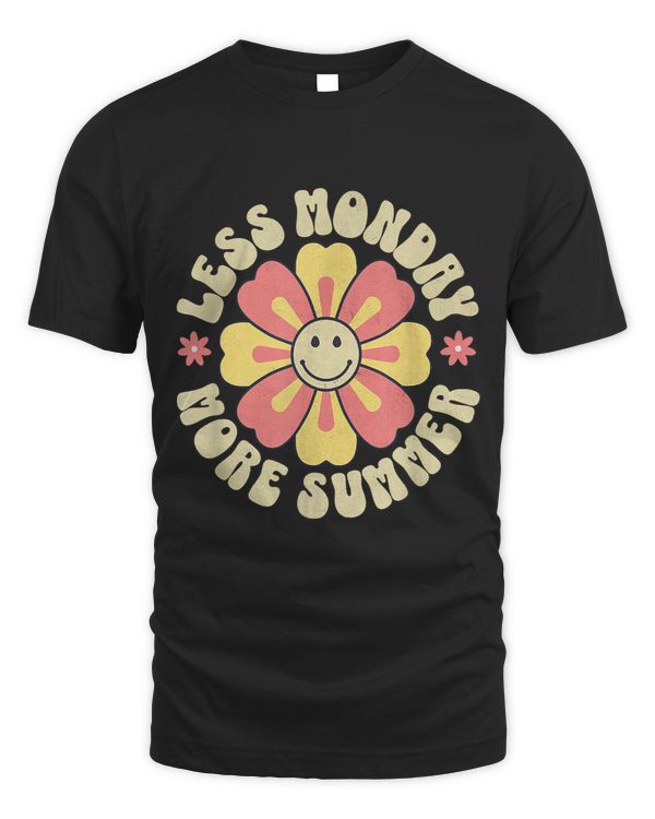 Less Monday More Summer Quote Cute Retro Flower Design 1