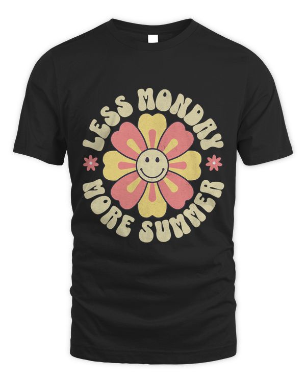 Less Monday More Summer Quote Cute Retro Flower Design