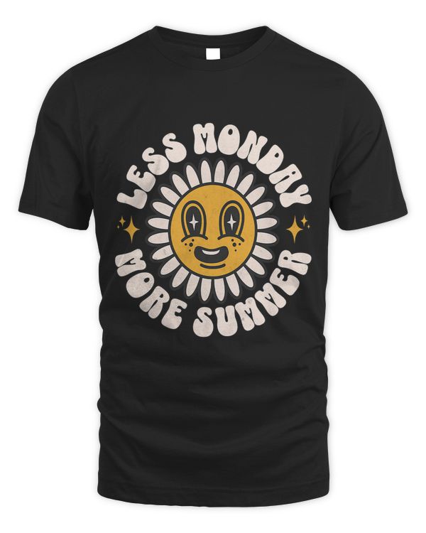 Less Monday More Summer Quote Cute Retro Flower Design_1