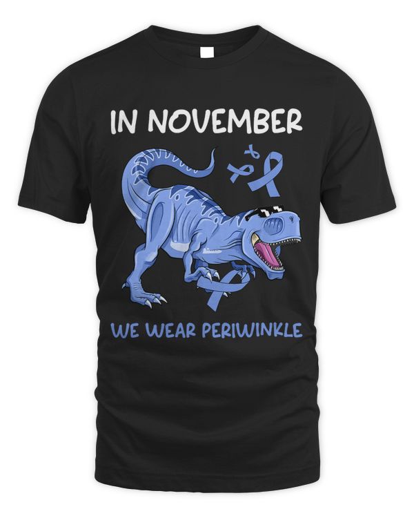 November We Wear Periwinkle Stomach Cancer Awareness T Rex