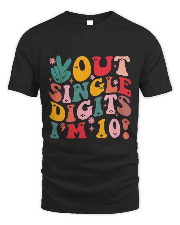 Kids Peace Out Single Digits Retro Groovy 10th Birthday 2