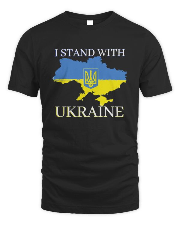 I stand with Ukraine flag emblem map patriot T-Shirt